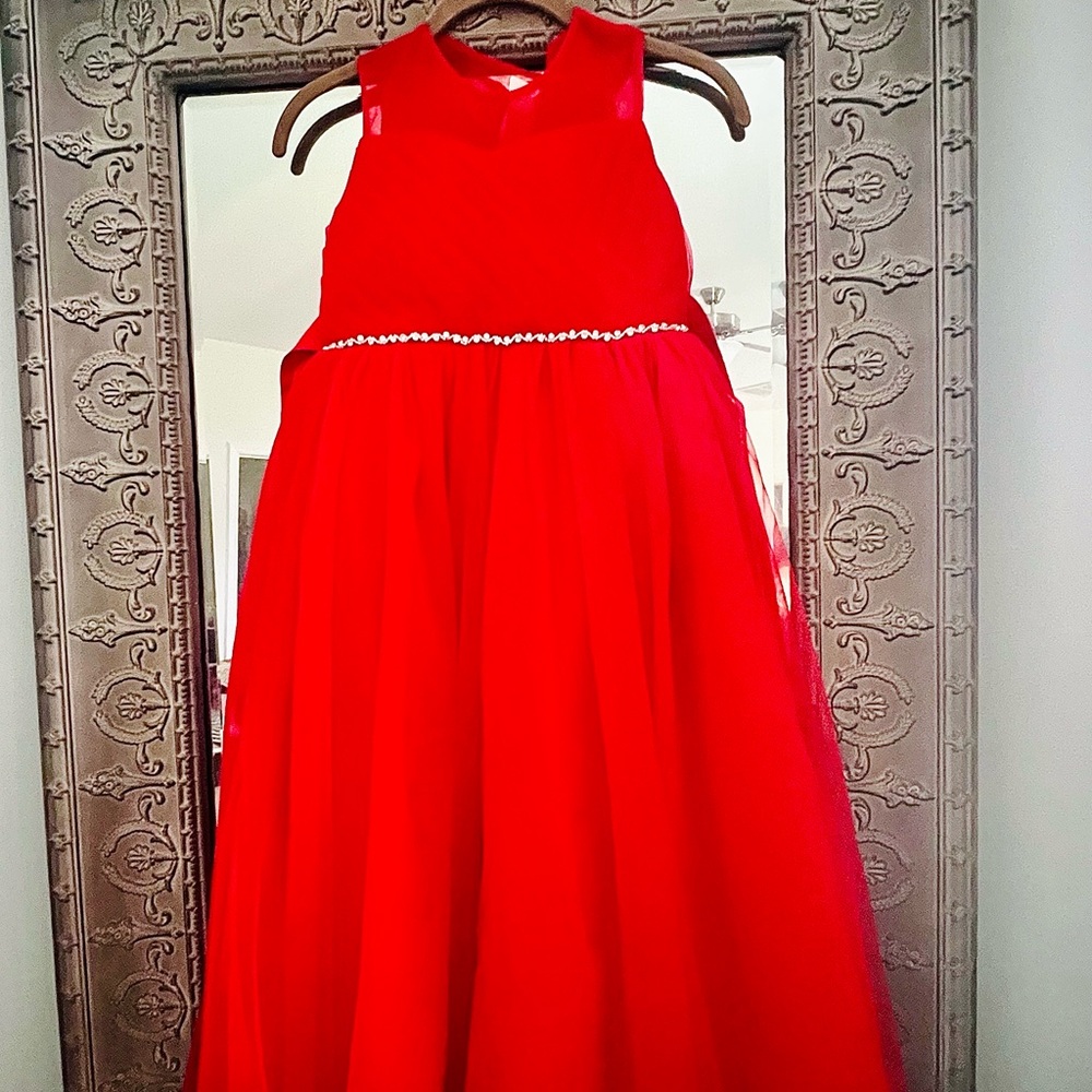 NWT Girls Red Pleated Formal Dress